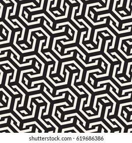 Vector Seamless Interlacing Lines Pattern. Repeating Geometric Background With Hexagonal Lattice.