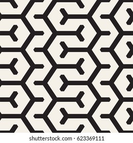 Vector Seamless Interlacing Lines Pattern. Modern Stylish Texture. Repeating Geometric Background With Hexagonal Lattice.