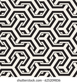 Vector Seamless Interlacing Lines Pattern. Modern Stylish Texture. Repeating Geometric Background With Hexagonal Lattice.