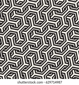 Vector Seamless Interlacing Lines Pattern. Modern Stylish Texture. Repeating Geometric Background With Hexagonal Lattice.