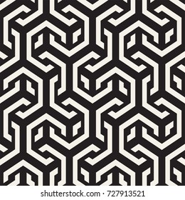 Vector Seamless Interlacing Lines Pattern. Repeating Geometric Background With Hexagonal Lattice.