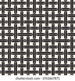 Vector seamless interlocking lines pattern. Modern stylish abstract texture. Repeating geometric tiles from striped rectangle elements