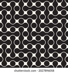 Vector Seamless Interlocking Shapes Pattern. Modern Stylish Abstract Texture. Repeating Geometric Tiles From Rounded Elements