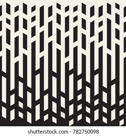 Vector seamless irregular lines. Halftone black and white color transition. Abstract trendy geometric background pattern