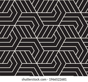 Vector seamless irregular lines pattern. Repeating abstract background. Black and white geometric lattice design. Modern stylish texture.