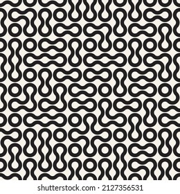 Vector seamless irregular wavy pattern. Repeating geometric rounded elements. Stylish monochrome background design.