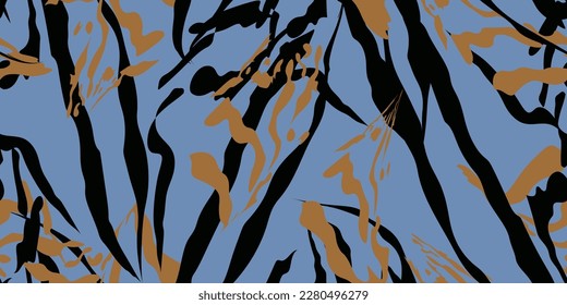 Vector seamless isolated silhouette. Tiger pattern drawing. Grunge abstract stripe 