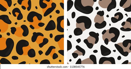 Vector Seamless with Jaguar and Snow Leopard Skin. Animal Print. Pattern of Orange, White and Mixed Colors Leather