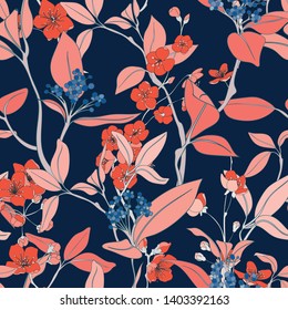 Vector Seamless Japanese Cherry Flower Pattern