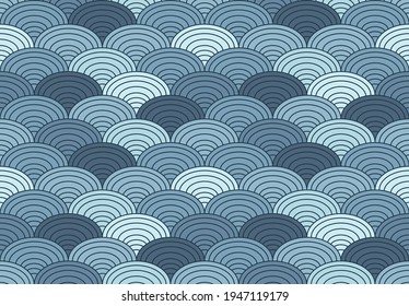 patrón de peces japonés sin costuras vectorial en colores azules