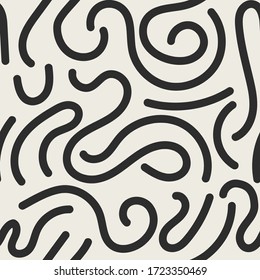 Vector seamless jumble geometric lines memphis pattern. Abstract trendy background. Hand drawn texture in doodle style