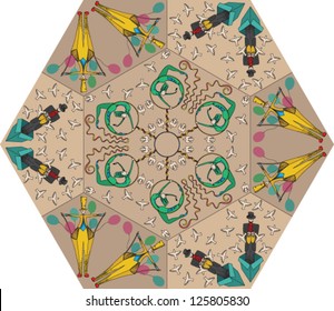 vector seamless kaleidoscope circus pattern in vintage style