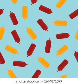 Patrón de botellas Ketchup y Mustard sin inconvenientes o papel tapiz