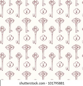 Vector seamless keys pattern. Vintage illustration background
