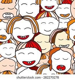 vector seamless kids face. cartoon design