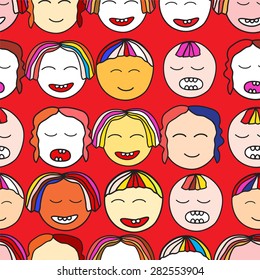 vector seamless kids face. cartoon design