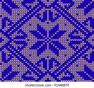 vector seamless knitted blue scandinavian style background with snowflake (similar colors are grouped separately)