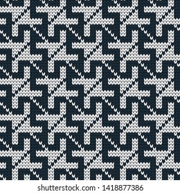 Vector seamless knitted decorative abstract pattern hound-tooth style