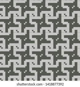 Vector seamless knitted decorative abstract pattern hound-tooth style