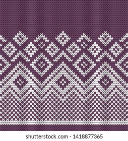 Vector seamless knitted decorative geometric border
