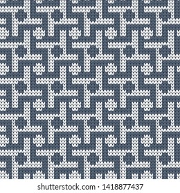 Vector seamless knitted decorative geometric pattern, hound-tooth style 
