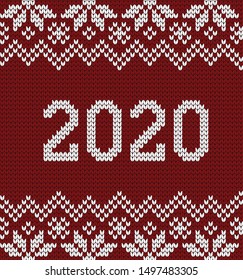 Vector seamless knitted new year border, decorative print