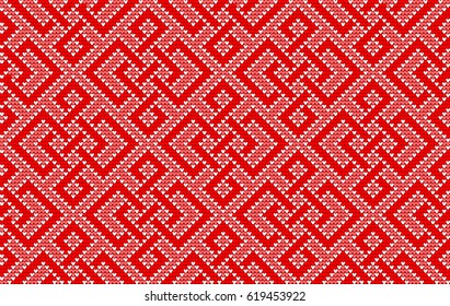 Vector Seamless Knitted Pattern in Eastern Style. Ethnic Endless Handmade Ornament for Wall Texture, Textile, Background, Wallpaper, Jacquard.