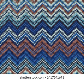 Vector seamless knitted pattern varicolored zigzag