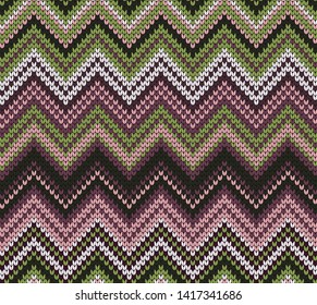 Vector seamless knitted pattern varicolored zigzag