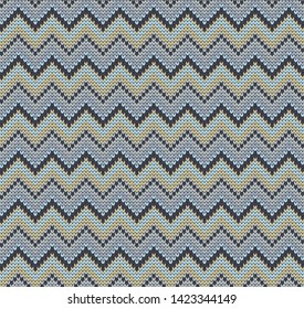 Vector seamless knitted pattern varicolored zigzag