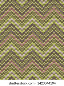Vector seamless knitted pattern varicolored zigzag