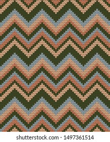 vector seamless knitted pattern zigzag, plaid or sweater design
