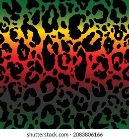 Vector seamless kwanzaa pattern with colored leopard print. Animal print. Cheetah african print on color background.