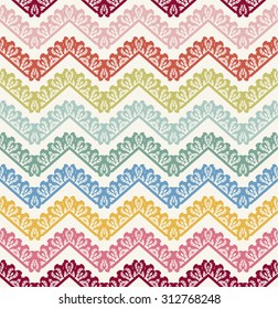 Vector Seamless lace Chevron Pattern. Vintage zigzag background