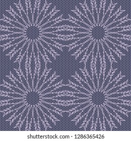 Vector seamless lace, grid texture with round abstract elements