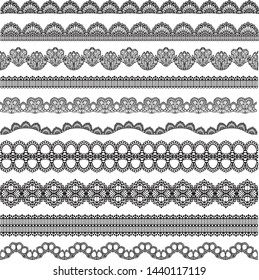 Vector seamless lace, lace romantic border, vintage sewing set