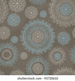 vector seamless lacy pattern with snowflakes and flowers
