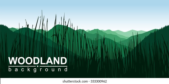 
 Vector seamless landscape. Panorama of mountains. Natural tones.
