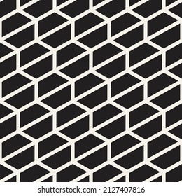 Vector Seamless Lattice Lines Pattern. Repeating Geometric Hexagon Elements. Stylish Monochrome Background Design.