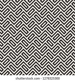 Vector seamless lattice pattern. Geometric striped zigzag ornament. Monochrome linear background design.