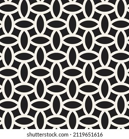 Vector Seamless Lattice Pattern. Repeating Geometric Rounded Elements. Stylish Monochrome Background Design.