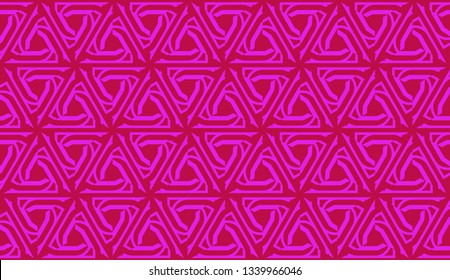 Vector Seamless layout with curved line, illusion triangles. Abstract hipster pattern. For your wallpaper, advert, banner, poster