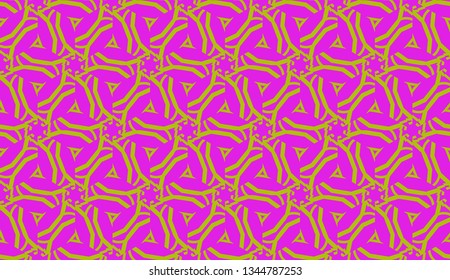 Vector Seamless layout with curved line, illusion triangles. Abstract hipster pattern. For your wallpaper, advert, banner, poster