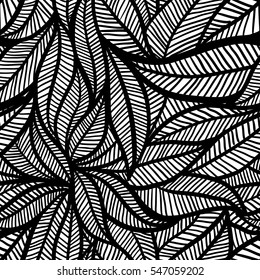 Vector Seamless Leaf Black and White Transition Abstract Background Pattern 