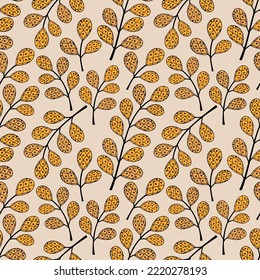 Vector seamless leaf pattern. Foliage with a beautiful ornament. Bright seamless pattern with beautiful leaves. Autumn illustration.