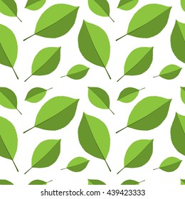 Vector seamless leaf pattern. Green leaves pattern