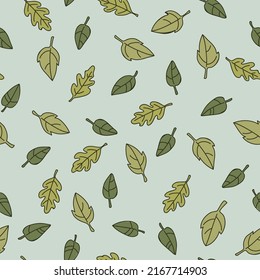 vector seamless leaf pattern vintage blue green color botanical repeating wallpaper