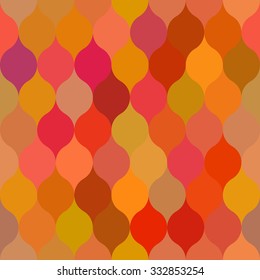 Vector Seamless Leaf Shape Pattern Collection In Warm Orange Pink Yellow Random Color Palette Background