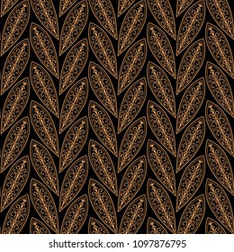 Vector seamless leaves background. Luxury golden design.