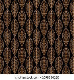 Vector seamless leaves background. Luxury golden design.